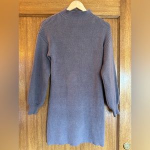 Anthropologie grey mock neck sweater dress with balloon sleeves